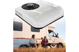 DPQYJPP DC RV Climatiseur 2 en 1 RV Climatiseur Toit avec Refroidissement et Chauffage,Climatiseur Stationnement électrique Camping-Car Système Climatisation pour Voiture RV Camion Camper,White-12V