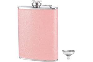 Hezhou Frauen Flachmann Klein mit Glitzer Color Mini Flachmann Mit A Trichter Tragbar Edelstahl Tragbar Edelstahl Zum Wandern, Klettern, Angeln, Camping 235ML(8Oz) (pink)
