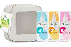 Simple Booster Serum Collection 3 piece Gift Set with a small Travel Beauty Bag