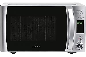 Candy COOKinAPP Forno a Microonde con Grill, 25 Litri, 900W, 40 Programmi, App Simply-Fi, Funzione ECO, Programma Defrost, Child Lock, Libera Installazione, 51,3 x 42,9 x 30,7 cm, Inox - CMXG25DCS