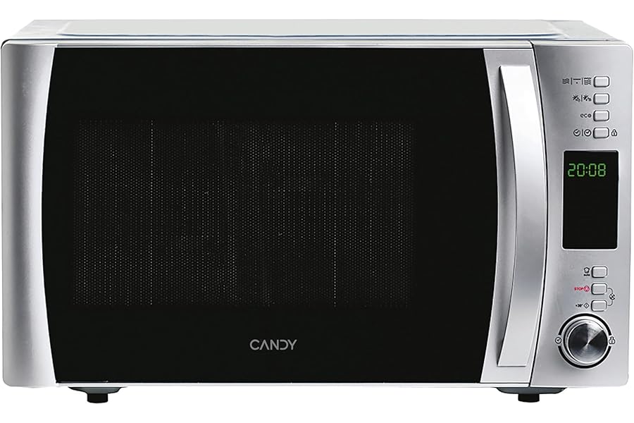 Candy COOKinAPP Microwave Oven with Grill, 25 Litres, 900W, 40 Programs, Simply-Fi App, ECO Function, Defrost Program, Child Lock, Freestanding, 51.4 x 43 x 30.8 cm, Inox - CMXG25DCS