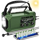 BIAOQINBO 10000mAh Solar Radio, Kurbelradio, Tragbar Notfallradio Dynamo Radio mit AM/FM, mit Wiederaufladbar Powerbank, LED 