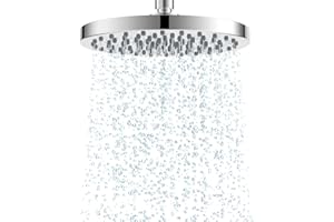 Hibbent Fixed Shower Head 8 Inch Rainfall Showerhead,High Pressure,Swivel Spray Angle, Voluptuous Shower Experience, Easy Installation, Replacement Shower Heads, Stainless Steel Cover,Chrome