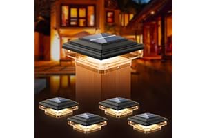 ‎KEFFLUM kefflum 4 Stück Solar Pfostenkappe 7x7 8x8 9x9 10x10 Solar Pfostenkappen Licht, solar Zaunpfosten Lampe Solarlampe Außen Säulenlampe IP65 Wasserdicht für hölzerne Pfosten Zaun