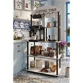 MESSER Kahve K&ouml;şesi Dolabı &Ccedil;ok Ama&ccedil;lı Kitaplık 140x69x39 cm &ndash; Kahve Makinesi Standı, 1. Sınıf MDF, Demonte Kolay Kurulum (Bey