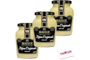Maille Dijon Senf im Glas 215g (3er Pack) | Feinster Senf aus ganzen Senfkörnern, delikat mit Originale Geschmack | Gourmets und Feinschmecker + Zama4Zingo Karte