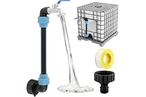 VIBINHO IBC Schwanenhals Auslaufhahn 3/4", IBC Tank Zubehör mit Messing Wasserhahn 25cm Verlängerungsrohr, S60x6 Wasserhahn Absperrhahn, IBC Adapter für 1000L Regentonne, Regenfass, Wasserfaß, IBC Container