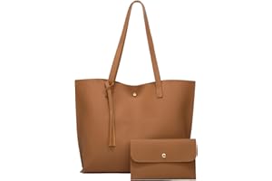 TIBAPLA Bolso Grande Mujer Bolso De Universidad Mujer Grande Para Ordenador Portátil Bolsos Bandolera Tote Bolso Shopper Mujer Grande Bolso Grande Mujer Trabajo Grandes Mujer Cuero Pu Tote Bag, 2set