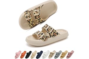 Geweo Chaussons Femme Homme Super Confort Double Boucle Sandales Femme Antidérapante Pantoufles de Douche Semelle Épaisse Amorti Tongs Piscine Chaussure Plage Très Léger Soft Slippers Unisexe 35-47EU
