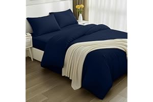 Utopia Bedding 4 Piece Double Bedding Set - Duvet Cover, Fitted Sheet with Pillow cases - Soft Brushed Microfiber (Navy)