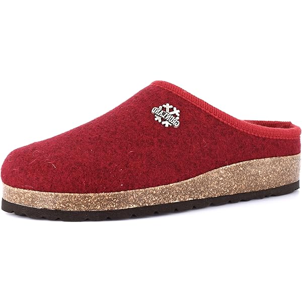 Südtirol Originele Tiroolse prachtige pantoffels voor dames, van gebrande wol, pantoffels voor herfst en winter, antislip onderkant, met uitneembare binnenzool, milieuvriendelijke productie, Blauw