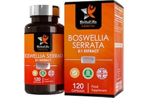 BRITELIFE BL Boswellia Serrata Capsules | 120 High Strength Boswellia Extract 5:1 Capsules - 2000mg Boswelia Per Serving | Non-GMO, Gluten & Allergen Free | Manufactured in The UK