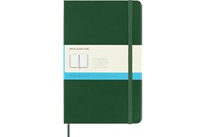 Moleskine Classic Dotted Paper Notebook, Hard Cover and Elastic Closure Journal, Color Myrtle Green, Size Large 13 x 21 cm, 240 Pages