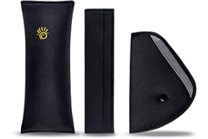 URAQT Coussin Ceinture Securite Enfant, Oreiller Amovible+Voiture Ceinture de Sécurité+ Coussinets d'Epaule, ceinture de securite enfant de Voiture pour les Enfants Protéger Cou/Epaules, Noir