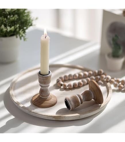 Bougeoir Rustique Vintage En Bois Avec 2 Emplacements Pour Tables - Décoration De Mariage Rustique Et Faveurs De Mariage - Bougie Chauffe-plat Décorative Pour Table D'anniversaire, Fête D'anniversaire