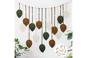 Betylifoy Macrame Wall Hanging Large Macrame Leaves Tapestry Wall Hanging Decoration Boho Wall Hanging Decor for Nursery Bedroom Living Room Home Decor, 28 X 51 Inch (Khaki)