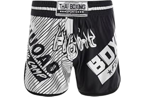 Runhomal Short de Boxe Enfant Garcon MMA Kic-Boxing Fitness Training Fight Pantalon Court de Sport Kick Boxe Entraînement Grappling Muay Thai Combat