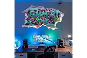 TOARTi Gamer Zone 3D-Wandaufkleber für Gamer, Schlafzimmer, Gaming-Vinyl-Wandaufkleber, Videospiel, abnehmbare Wandkunst, Spielzimmer-Dekoration für Teenager (blau)