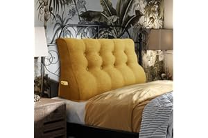 Johnear Poduszka pod plecy na sofę, łóżko, duża poduszka do czytania, dwurzędowa, wysoka poduszka pod głowę, poduszka na nogi, żółta 120 x 26 x 55 cm