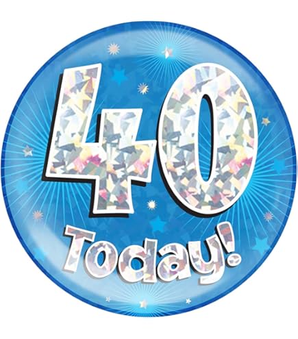 9ft Banner Happy 40th Birthday Blue Holographic - Northwest - View #7