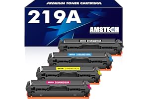 AMSTECH 219A 219X W2190A 3302FDW Toner: Compatible for HP 219A 219X for Color LaserJet Pro MFP 3302FDW 3302SDW 3302FDN 3302FDNG 3302FDWG 3302SDWG 3202DN 3202DW Black Cyan Yellow Magenta 4-Pack No Chip