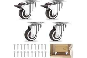 Resszo 4 Ruote per Mobili 25mm, Rotelle per Mobili 120kg +20 Viti, Ruote per Carrello (2 con Freno+2 Senza) per Spostare Mobili