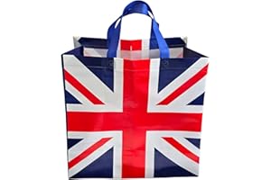 SAJAK Union Jack Tote Bag - British Flag Large Reusable Shopping Bag (40cm) - Eco-Friendly & Durable for Groceries, Travel, Souvenirs, Gifts & UK Party Decorations