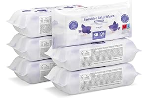 by Amazon Sensitive Toallitas para bebé, 336 toallitas, 6 paquetes de 56 (Anteriormente una marca Mama Bear, el mismo producto)