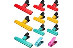 Aranray 11 Pack Plastic Food Bag Clips for Food Storage Bag Sealing Clips Freezer Kitchen Pegs Sealer Chip (3 Large, 6 Small & 2 Round, Bright Style)