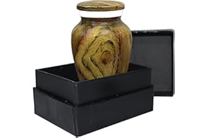 BOLD & DIVINE Schöne kleine Urne aus Teakholz für Mensch und Haustier Asche | mit Samtbeutel und Trichter – 1 Stück