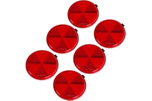 AOHEWEI Riflettori autoadesivi Adesivi circolari Rossi di Sicurezza Reflex per cancelli, recinzioni, rimorchi, roulotte, Macchine agricole Approvazione ECE Confezione da 6