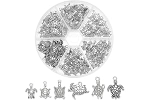 PH PandaHall 90pz Ciondoli Tartaruga Marina 6 Stili Ciondoli Animali Marini, Pendenti Animali In Lega Stile Tibetano Argento Antico per Orecchini Collane Creazione di Gioielli