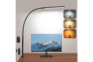 LIBORA LED Schreibtischlampe Klemmbar, Dimmbare Schreibtischlampe mit 3 Farben und 10 Helligkeitsstufen, Augenschonende Tischlampe, Tageslichtlampe Schreibtisch Lampe, Klemmleuchte, Schwarz
