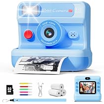 CalineGam Appareil Photo Instantané Enfant – HD 1080P, Impression Thermique, Carte 32Go Incluse – Écran 2,4'' – Cadeau 3-12 Ans (bleu)