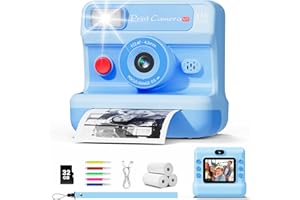 CalineGam Kids Camera Instant Print, 1080P HD Instant Print Camera for Kids with 32GB Card & 3 Rolls Paper, Dual-Lens Selfie Digital Toy, Christmas Birthday Gifts for Girls and Boys Age 3-12