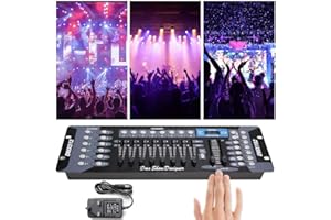 ZIEX Dmx Controller, 192 Channels Dmx Lighting Controller, 240 Scenes Stage Lighting Control Panel Front Light Par Light for Stage Lighting Editing Program (Black+Blue)