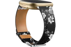 ‎DIRRELO Dirrelo Echtes Leder Armband Kompatibel mit Fitbit Versa 3 Armband/Versa 4 Armband/Sense Armband/Sense 2 Armband für Damen Herren, Lederband Ersatzband für Fitbit Versa 3 Armband/Fitbit Sense Armband