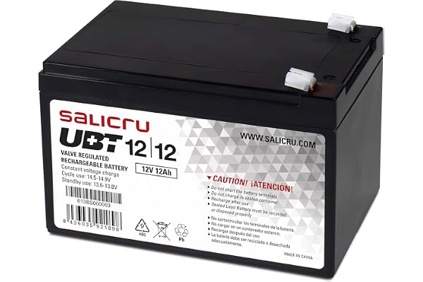 Salicru UBT 12/12 Batterie AGM Rechargeable 12 Ah/ 12 V - Batteries de l'onduleur (Sealed Lead Acid (VRLA), Noir, 12 Ah, 12 V, 1 pièce(s), 5 année(s))