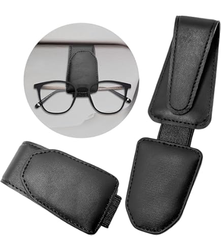 Portaocchiali Magnetico Per Auto | In Pelle Con 2 Slot Carte | Universale Per Parasole - Foto 8