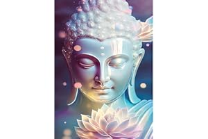 DAERLE Peinture Diamant 5D, Diamond Painting Bouddha, Broderie Diamant Plein, Peinture Diamant Statue de Bouddha, Kit de Peinture Diamantée Kit Complet, Décoration Murale (30x40cm)