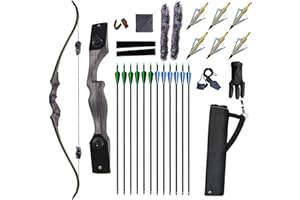 Vogbel 58" Bow and Arrow for Adults Archery Recurve Bow Wooden Takedown Straight Bow Bamboo Core Limbs Right Hand for Hunting Target Shooting 25-65lb