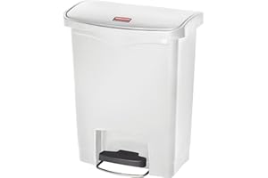 Rubbermaid Commercial Products Slim Jim Step-on Resin Front Step Waste Receptacle Bin 30 Litre White 1883555