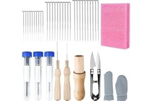 JOLIGAEA Agujas de Fieltro Kit, 3 Tamaños Felting Agujas, Herramientas de Fieltro con Mango de Madera, Botellas de Aguja, Almohadillas de Espuma, Fieltro de Aguja para Bricolaje, Principiantes
