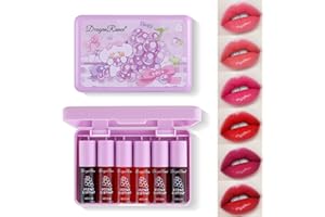 TITIMORE Lip Tint Stain Set 6 Colors Korean Lip Gloss Long Lasting Mini Liquid Lipstick Waterproof Multi-use Lip and Cheek Tint Non-Stick Cup Natural Looking Glass Finish Lip Gloss Makeup