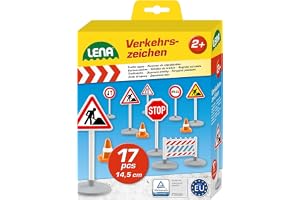 Lena 04440 Trafikskyltar Set för Barn, Flerfärgad, 17 Delar