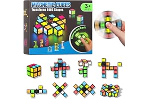 AYIQUTY Magnetic Fidget Toy for Kids, Teens, Adults, Fidget Spinner Toys with 12 Glow in the Dark Magnetic Blocks, DIY Spin Top Hand, Creative Fingertip Magnet Toys Gifts for ADHD Autism, Anxiety Relief