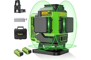 Livella Laser Autolivellante 3x360°, Huepar Livello Laser 3D 12 Linee Verde, Gamma di Lavoro: 30M, con Modalità a Impulsi, Supporto Magnetico e Rotante, 2xBatteria al Litio Ricaricabile USB