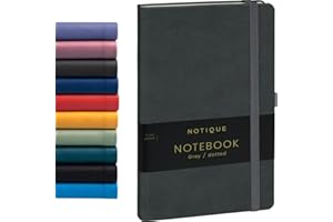 ‎NOTIQUE NOTIQUE Notizbuch Dotted, Hardcover Notizbuch, Notizheft, Journal, Tagebuch mit Gummiband und Stifthalter 13x21cm, 192 Seiten (Grau, Gepunktet)
