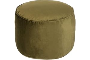 Loft 25 Premium Round Velvet BeanBag Footstool | Indoor Home Living Room Filled Pouffe Bean Bag | Ergonomic Design for Support | Durable & Comfortable (Artichoke Green)