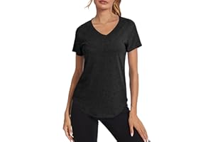 Wayleb Tee Shirt Sport Femme T Shirt à Manches Courtes Infroissable Sèche Vite Tops Hauts